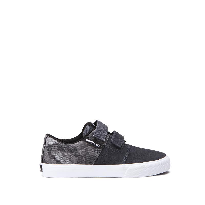 Supra STACKS II VULC VELCRO Sneaker Low Kinder Grau Online Kaufen HDJIT5319